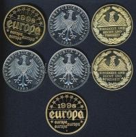 Németország  "Német történelem" 7 klf db aranyozott ffém emlékérem T:PP