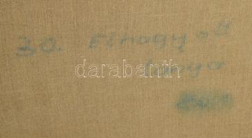 Oszoli Piroska (1919-2017): Elhagyott tanya. Olaj, vászon, jelzett. Dekoratív, kissé sérült fakeretb...