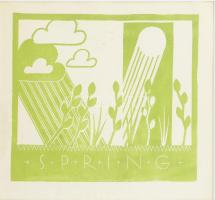 A.H.Whitney (-): Spring. Linómetszet, papír, jelzés nélkül, 13x15 cm. Üvegezett, kissé kopott fakeretben.