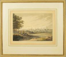 Robert Bowyer (1758-1834): Berlin látképe. Színezett aquatinta, papír, jelzett a metszeten, 22x32 cm...