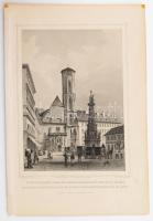 cca 1850 Ludwig Rohbock (1820-1883) - G. Hess: Szentháromság tere és Nagyboldogasszony Egyháza Budán. Dreifaltigkeitsplatz und Marien Himmelfahrtskirche in Ofen. Acélmetszet, papír, jelzett a metszeten, lapszéli apró sérüléssel. 17,5x12,5 dm