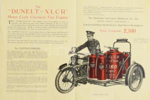 cca 1930 Fire Dunelt Tűzoltó motorbicikli képes reklám nyomtatványa 4p.,