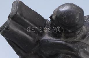 Bory Jenő (1879-1959): Tudós. Feketekerámia, jelzett, 26x18 cm