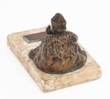 Maugsch Gyula (1882-1945) Juhász. Bronz, márvány talpazaton, fém címkén adományozási szöveggel. Szob...