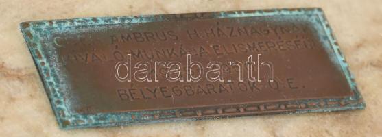 Maugsch Gyula (1882-1945) Juhász. Bronz, márvány talpazaton, fém címkén adományozási szöveggel. Szob...