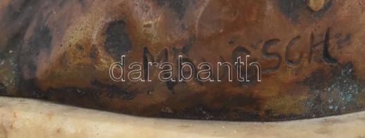 Maugsch Gyula (1882-1945) Juhász. Bronz, márvány talpazaton, fém címkén adományozási szöveggel. Szob...