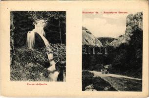 Stájerlak, Steierlak, Stájerlakanina, Steierdorf, Anina; Bozovicsi út, Koronini-forrás, vízesés. Scheitzner Ignác kiadása / Bozovicser Strasse, Coronini-Quelle / road, waterfall, spring source (kis szakadás / small tear)