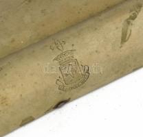 cca 1930, Késő szecessziós / Art deco alpakka kínáló tartón, üvegbetét nélkül, a Szemere-család címe...