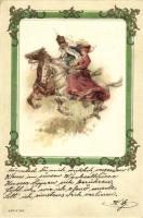 Horse riding couple litho (EK)