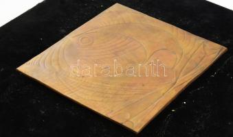 Gyarmathy Tihamér (1915 - 2005): Halak. Bronz plasztika, bársonyborítású keretre applikálva, jelzés ...