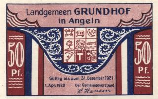 Német Birodalom / Weimari Köztársaság / Grundhof 1921. 50Pf (3x) 3 klf db, teljes sor T:I