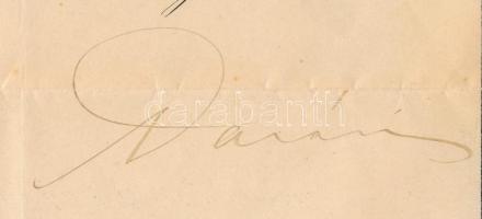 1899 Darányi Ignác (1849-1927) földművelésügyi miniszter aláírásával ellátott hivatalos levél fejléc...