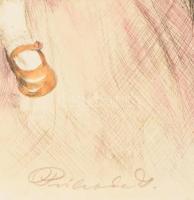 Prihoda István (1891-1965): Népviseletes anya gyermekkel. Rézkarc, papír, jelzett.Enyhe hajtásnyom ....