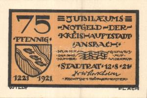 Német Birodalom / Weimari Köztársaság / Ansbach 1921. 25Pf (7x) + 75Pf (7x) 14 klf db, teljes sor T:...