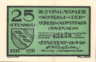 Német Birodalom / Weimari Köztársaság / Ansbach 1921. 25Pf (7x) + 75Pf (7x) 14 klf db, teljes sor T:...