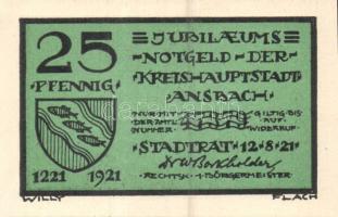 Német Birodalom / Weimari Köztársaság / Ansbach 1921. 25Pf (7x) + 75Pf (7x) 14 klf db, teljes sor T:...