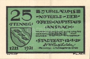 Német Birodalom / Weimari Köztársaság / Ansbach 1921. 25Pf (7x) + 75Pf (7x) 14 klf db, teljes sor T:...