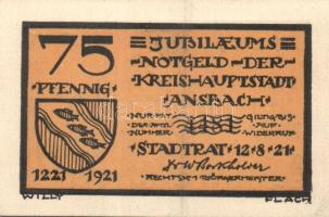 Német Birodalom / Weimari Köztársaság / Ansbach 1921. 25Pf (7x) + 75Pf (7x) 14 klf db, teljes sor T:...