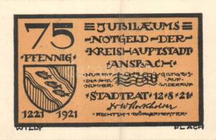 Német Birodalom / Weimari Köztársaság / Ansbach 1921. 25Pf (7x) + 75Pf (7x) 14 klf db, teljes sor T:...