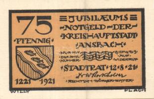 Német Birodalom / Weimari Köztársaság / Ansbach 1921. 25Pf (7x) + 75Pf (7x) 14 klf db, teljes sor T:...