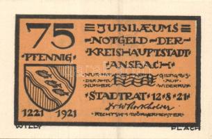 Német Birodalom / Weimari Köztársaság / Ansbach 1921. 25Pf (7x) + 75Pf (7x) 14 klf db, teljes sor T:...
