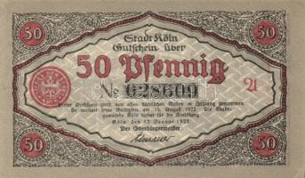 Német Birodalom / Weimari Köztársaság / Köln 1922. 50Pf (3x) 3 klf db teljes sor + Schwaan 1922. 10Pf + 25Pf + 50Pf T:I