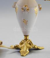 Asztali lámpa, porcelán testtel, búrával, m:37 cm