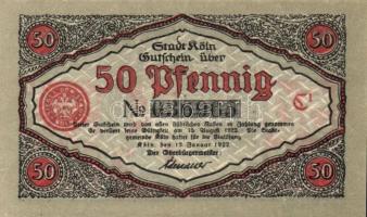 Német Birodalom / Weimari Köztársaság / Köln 1922. 50Pf (3x) 3 klf db teljes sor + Schwaan 1922. 10P...