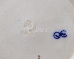 cca 1850-1880, A.N. jelzéssel porcelán tál, mázrepedéssel, kopással, d: 18 cm