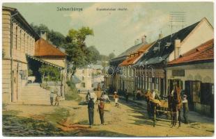 1910 Selmecbánya, Schemnitz, Banská Stiavnica; Erzsébet utca, lovaskocsi, szálloda, üzlet. Joerges / street, hotel, shop, horse cart