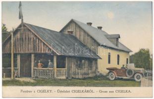 1934 Cigelka (Bártfa, Bardejov), vendéglő, autó / restaurant and hote, automobile (EK)