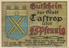 Német Birodalom / Weimari Köztársaság / Castrop 1921. 25Pf + 50Pf + 1M + 2M 4 klf db, teljes sor T:I