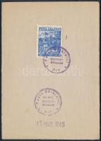 Zilah II. 1945 1P papírlapon Posta Salajului OF. PTT. Simlaul-Silvaniei Signed: Bodor