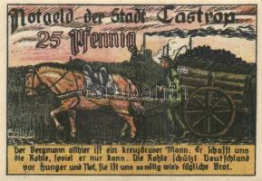 Német Birodalom / Weimari Köztársaság / Castrop 1921. 25Pf + 50Pf + 1M + 2M 4 klf db, teljes sor T:I