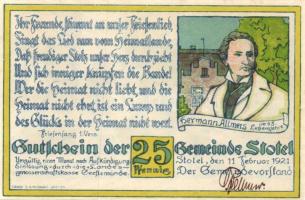 Német Birodalom / Weimari Köztársaság / Stotel 1921. 25Pf (4x) 4 klf db, teljes sor T:I