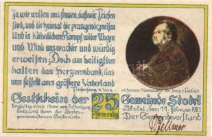 Német Birodalom / Weimari Köztársaság / Stotel 1921. 25Pf (4x) 4 klf db, teljes sor T:I