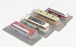 4 db régi busz fém makett Skoda 706RTO, IFA H6B, Zis 155, Volvo B616, eredeti csomagolással 14 cm-ig