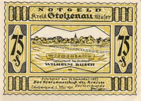 Német Birodalom / Weimari Köztársaság / Stolzenau 1921. 50Pf (5x) + 75Pf (2x) 7 klf db, teljes sor T...