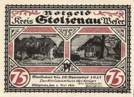 Német Birodalom / Weimari Köztársaság / Stolzenau 1921. 50Pf (5x) + 75Pf (2x) 7 klf db, teljes sor T...