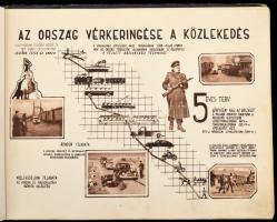 cca 1955 A közlekedés rendje. 39 képes oldalon a közlekedési szabályokat és a közlekedéshez kapcsolódó helyzeteket bemutató füzet, a vezetői engedélyektől, az állati erővel vont járművek szabályaiig, stb, Kiadja a BM. Színúrfűzött, kissé kopott félvászon kötésben. Nagyon látványos képanyaggal 35x25 cm