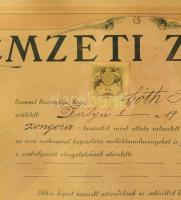 1900 Nemzeti Zenede nagy méretű oklevél Bartay Ede (1825.-1901.) zeneszerző és zongorapedagógus aláí...