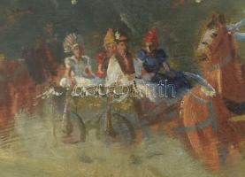 Burchard-Bélaváry István (1864-1933): Esküvő. Olaj, falemez, jelezve jobbra lent. 25x35 cm