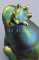 Zsolnay kisplasztika - Békakirály. Többszínű eozin mázakkal fedett öntött finomfajansz. Jelzett, min...