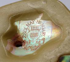 Zsolnay kisplasztika - Békakirály. Többszínű eozin mázakkal fedett öntött finomfajansz. Jelzett, min...