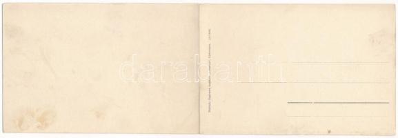 1927 Crikvenica, Cirkvenica; 2-részes kinyitható panorámalap / 2-tiled folding panoramacard (hajtásn...