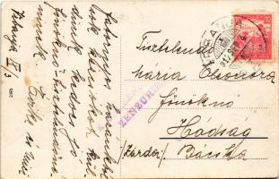 1917 Verbanya, Vrbanja; utca árvíz után / street view after the flood + "K.u.K. ZENSURIERT ZENZ...