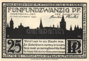 Német Birodalom / Weimari Köztársaság / Padeborn 1921. 25Pf + 50Pf + 75Pf + 1M + 2M 5 klf db, teljes sor T:I