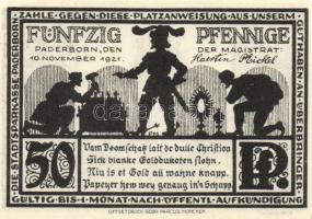 Német Birodalom / Weimari Köztársaság / Padeborn 1921. 25Pf + 50Pf + 75Pf + 1M + 2M 5 klf db, teljes...