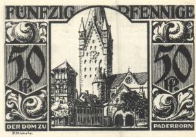 Német Birodalom / Weimari Köztársaság / Padeborn 1921. 25Pf + 50Pf + 75Pf + 1M + 2M 5 klf db, teljes...