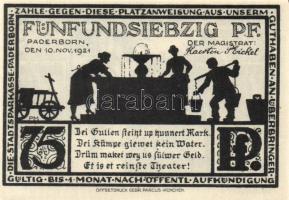 Német Birodalom / Weimari Köztársaság / Padeborn 1921. 25Pf + 50Pf + 75Pf + 1M + 2M 5 klf db, teljes...